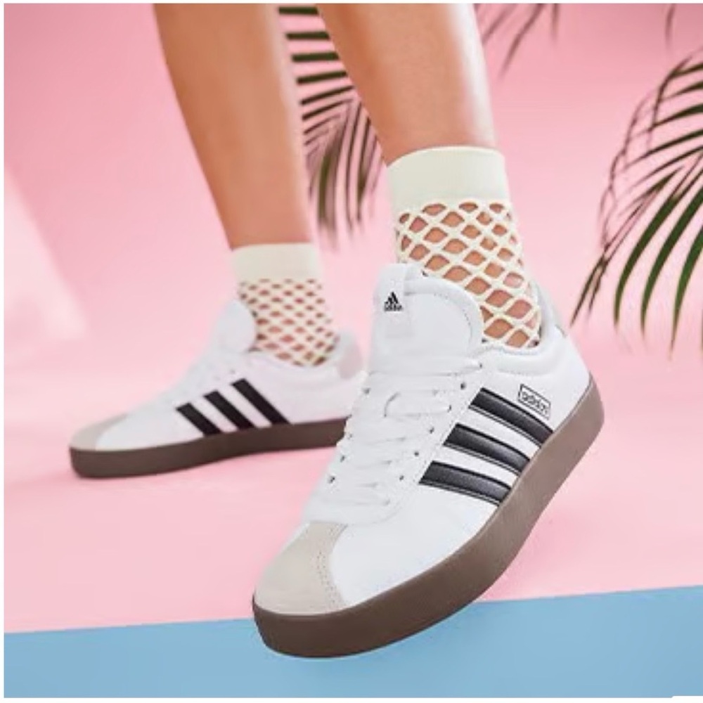 adidas Women's White Black Tennis-Inspired Sneakers